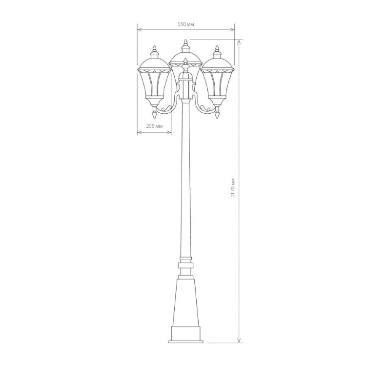 Уличный трехрожковый светильник на столбе IP44 Capella F/3 белое золото
